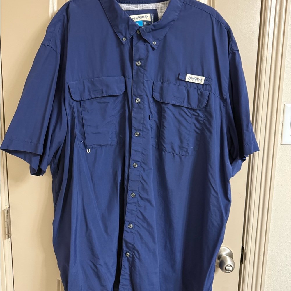 Magellan Outdoors Men's Navy Button Down Shirt
